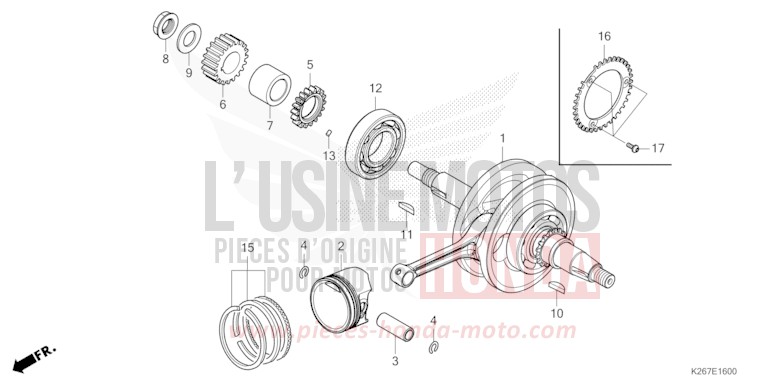 VILEBREQUIN/PISTON de MSX GROM A GAYETY RED (R310) 2021
